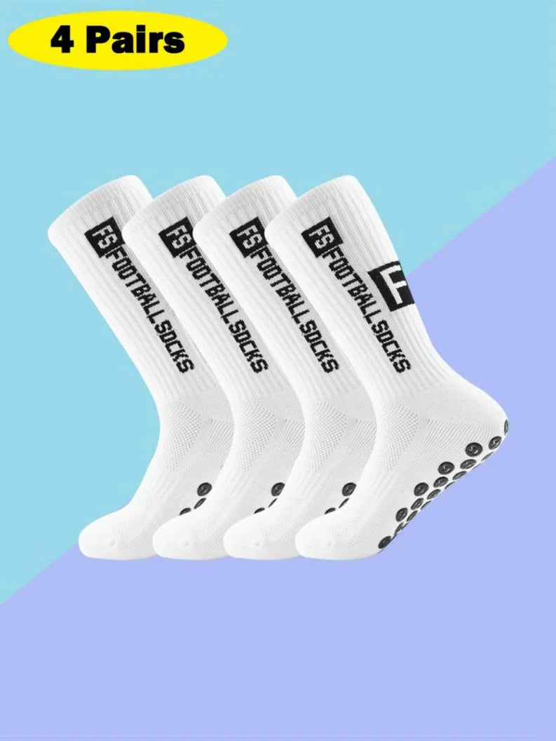 Non-Slip Football Socks 4 Pairs Soft Cushion Soccer Sports Socks for Training Football Matches Best Choice 2026