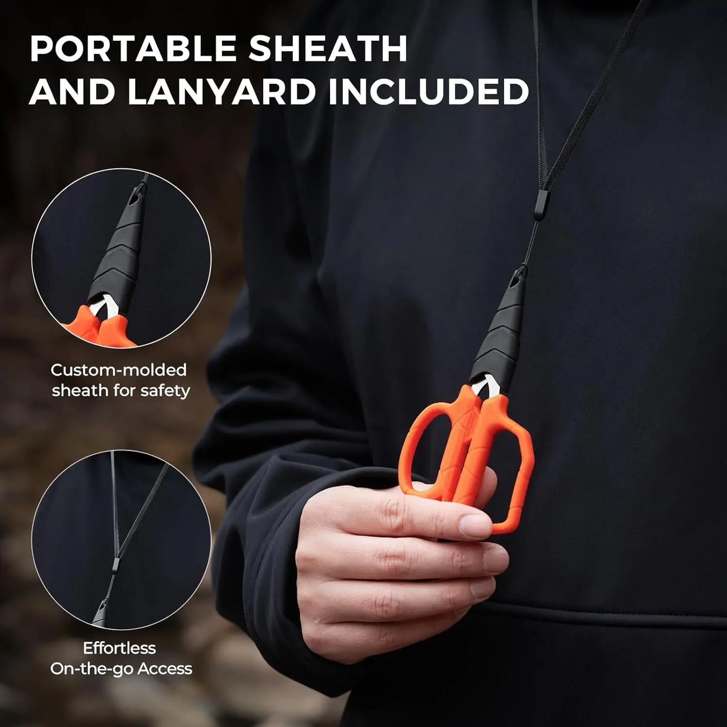 Paradox 4.5-Inch Fishing Scissors, Stainless Steel Precision Fishing Line Cutters With Non-Slip Grip, Protective Sheath, and Nec