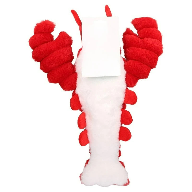 Red Lobster Plush Dog Toy with Squeaker, Chew Level 3