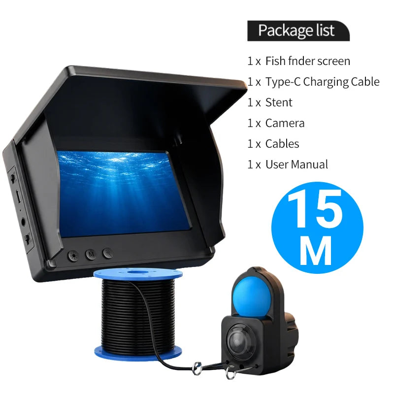 Underwater Fishing Camera HD 1080P 4.3" Monitor Fish Finder with 15M 30M Cable Night Vision for Ice Lake Fishing