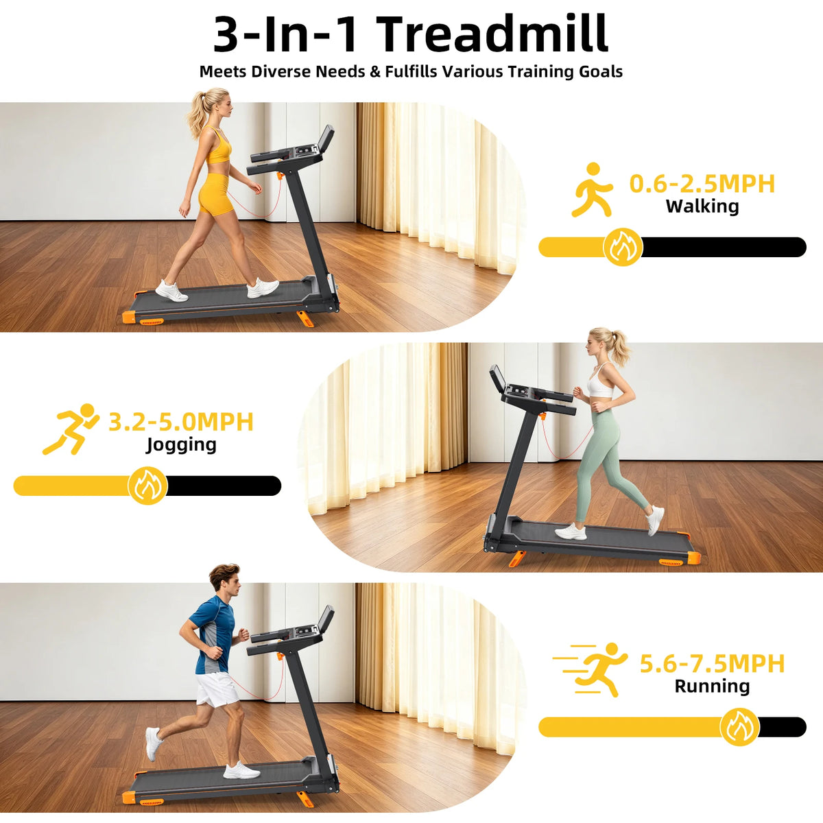 Foldable Walking Pad Treadmill With Incline And Bluetooth Connection