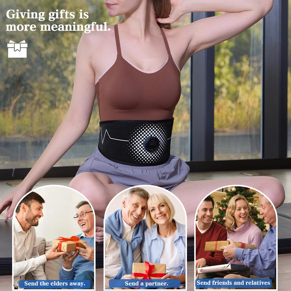 Rechargeable EMS Muscle Stimulator Belt - 6 Modes 18 Intensity Levels ABS Fitness Massage Training Belt for Muscle Relaxation And Strengthening