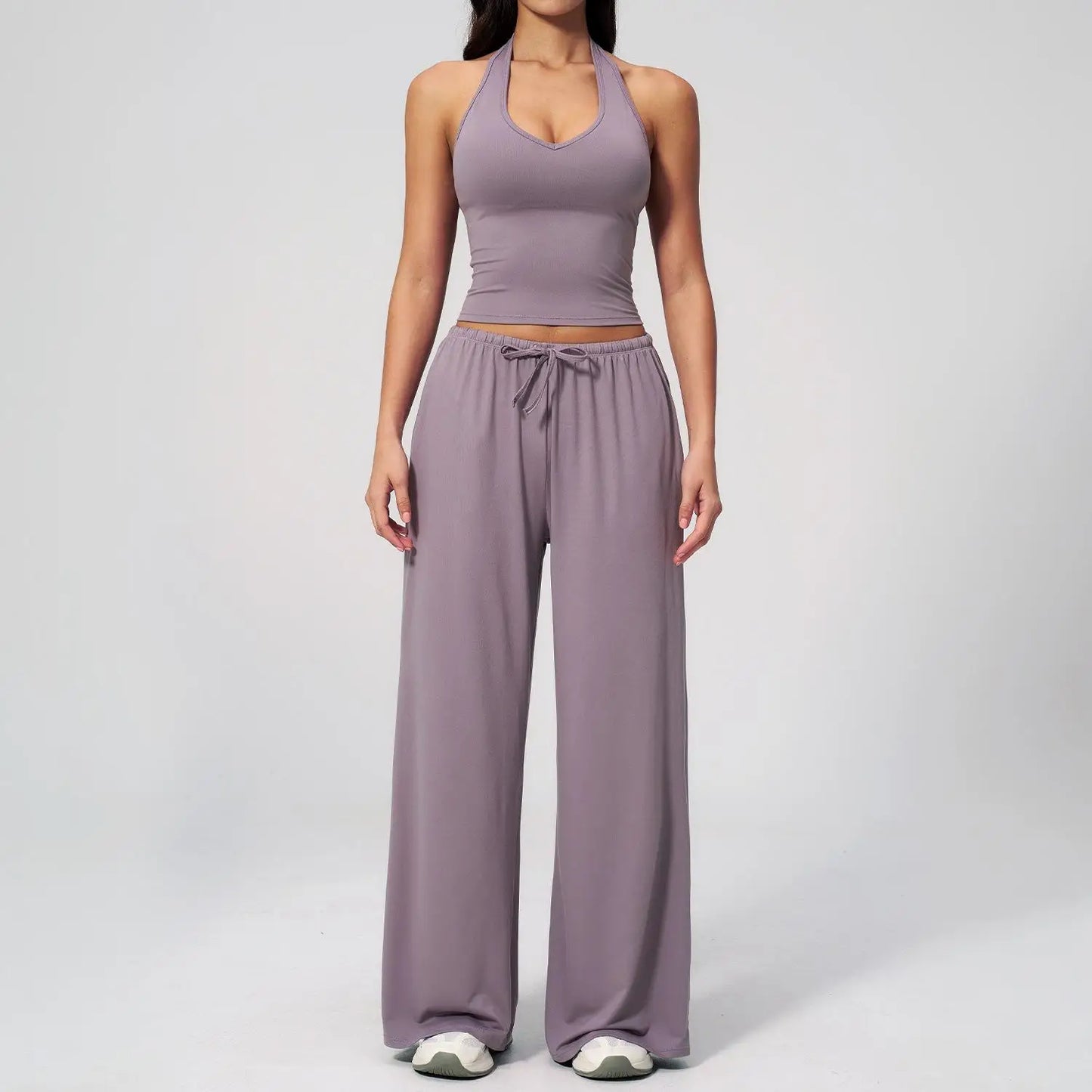 Women 2-Piece Athleisure Set Ice Silk Top And Pants