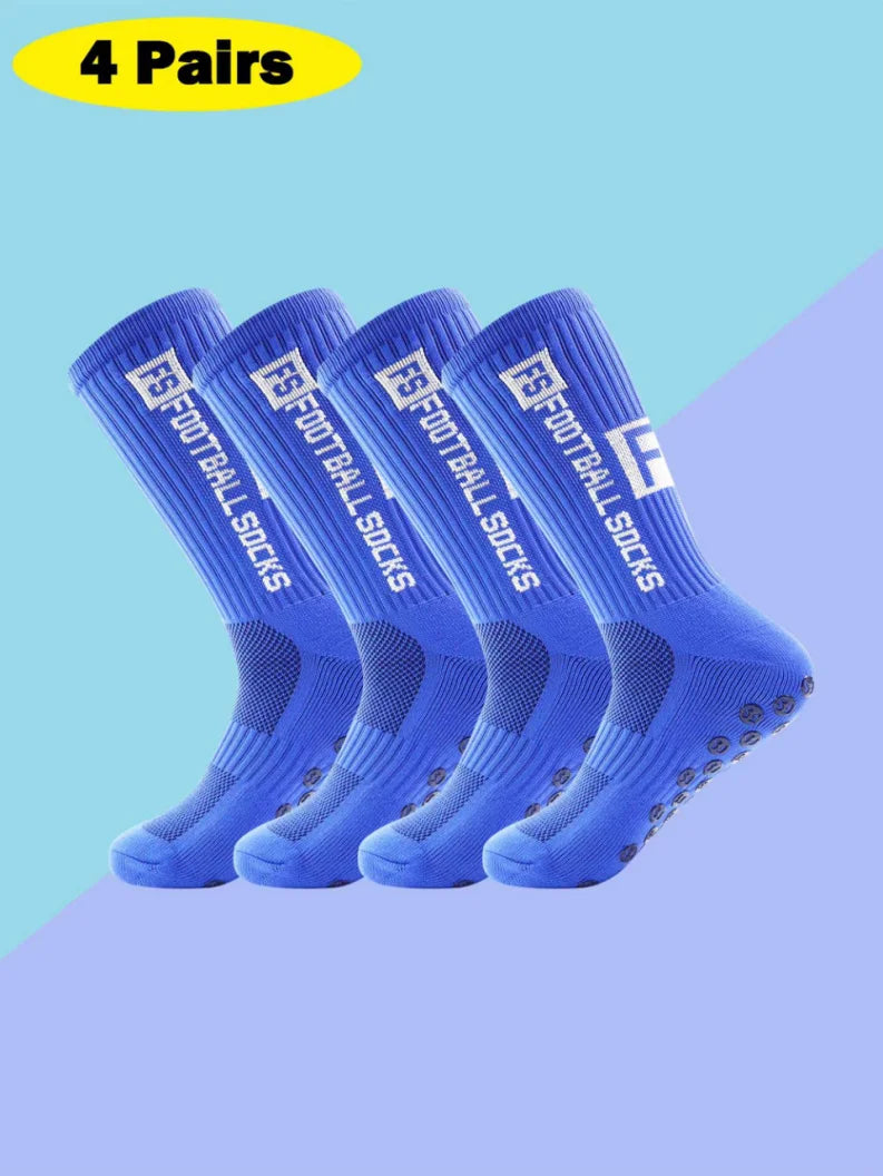 Non-Slip Football Socks 4 Pairs Soft Cushion Soccer Sports Socks for Training Football Matches Best Choice 2026