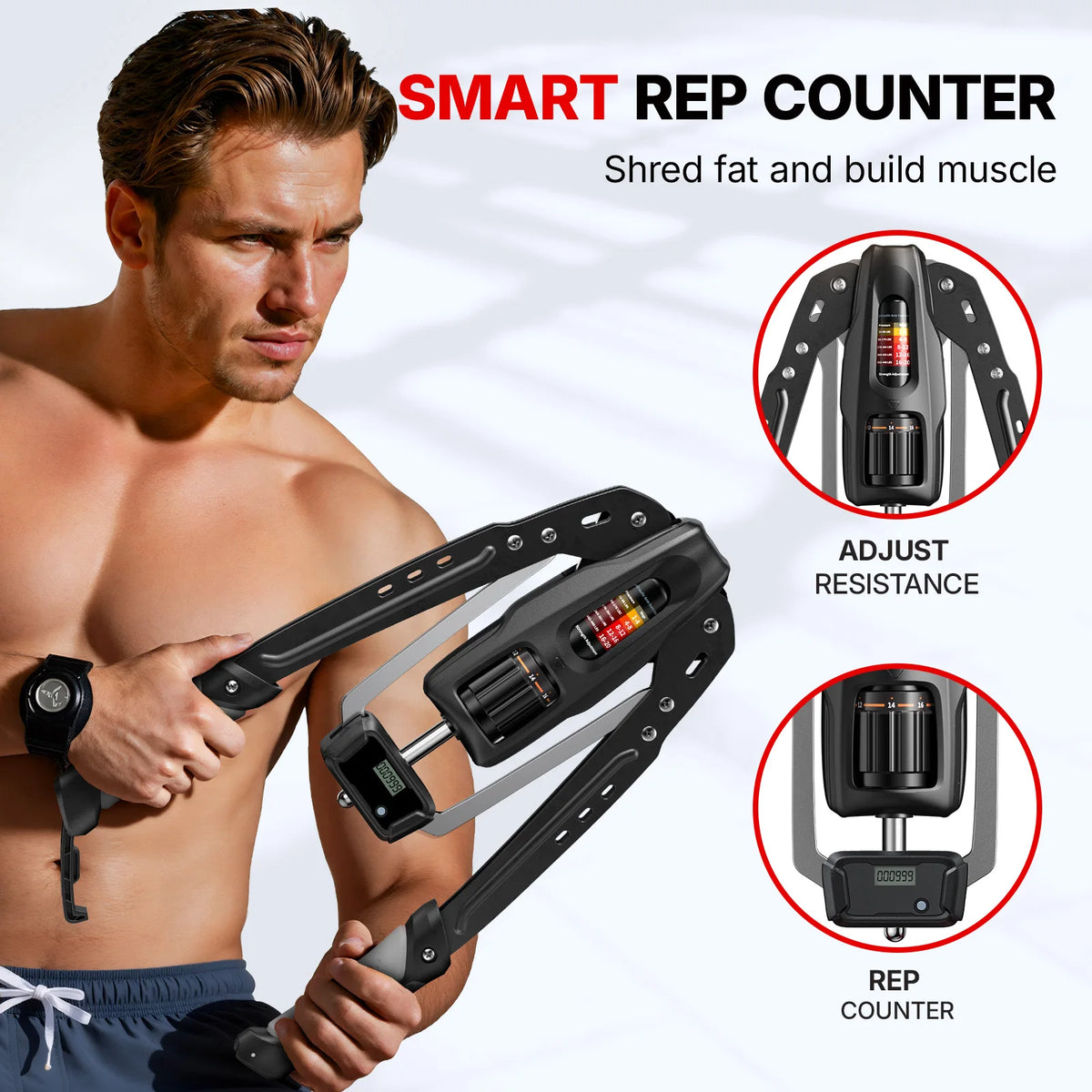 Merach Twister Arm Trainer With Counting 22-440lb Adjustable Hydraulic Cylinder Power Forearm Strengthener Arm Twister Workout Equipment Home Chest Expander Shoulder Muscle Training Fitness Equipment