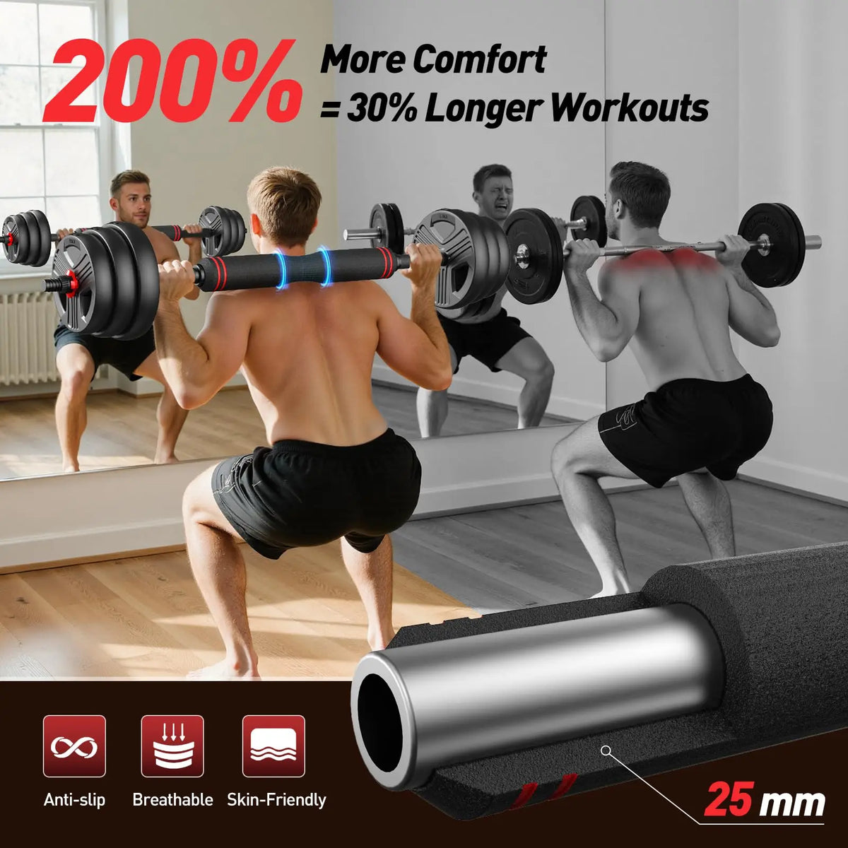 FED Fitness 5 In 1 Adjustable Dumbbell Set With Barbell Conversion