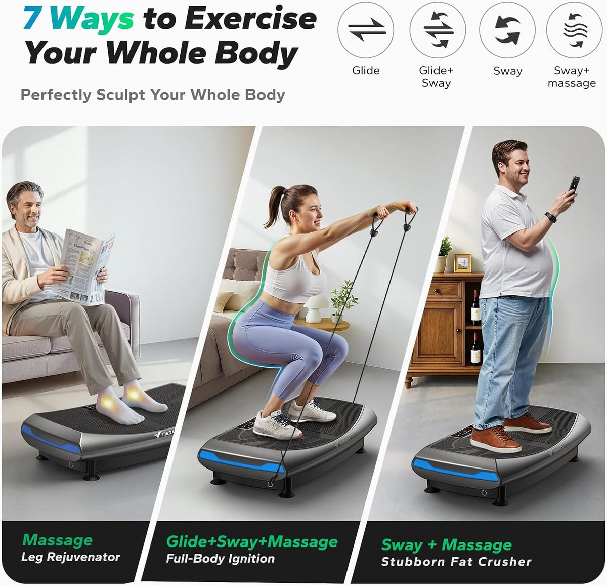 MERACH 4D Vibration Plate Exercise Machine For Full Body Workouts