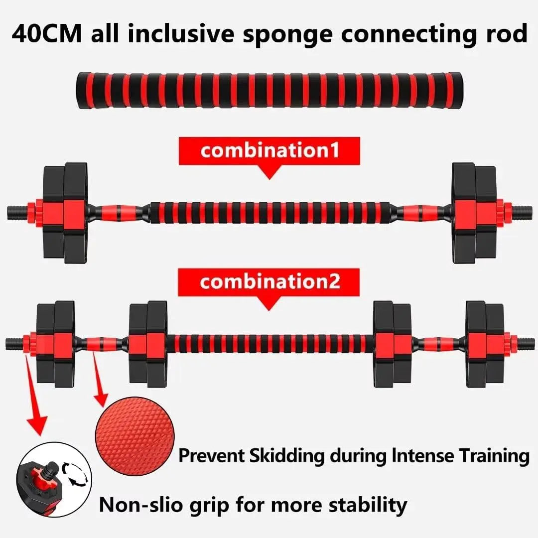 Adjustable Dumbbell Set Convertible Barbell Strength Training Equipment