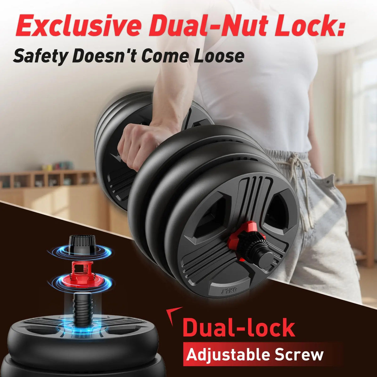 FED Fitness 5 In 1 Adjustable Dumbbell Set With Barbell Conversion