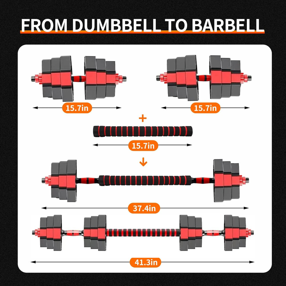 Adjustable Dumbbell Set Convertible Barbell Strength Training Equipment