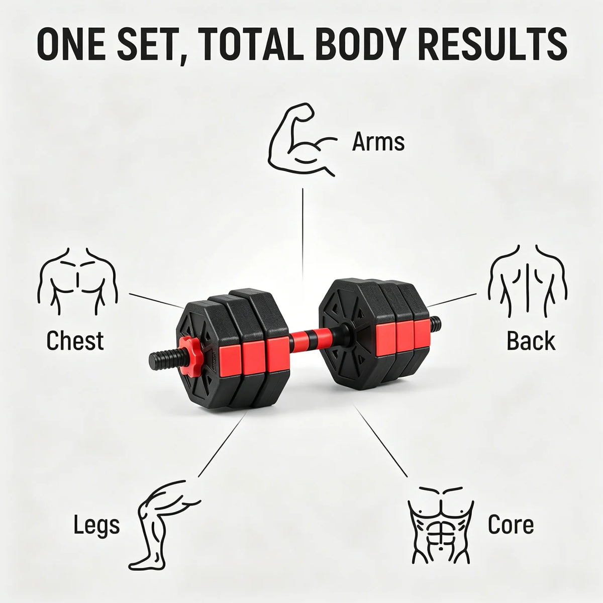 Adjustable Dumbbell Set Convertible Barbell Strength Training Equipment