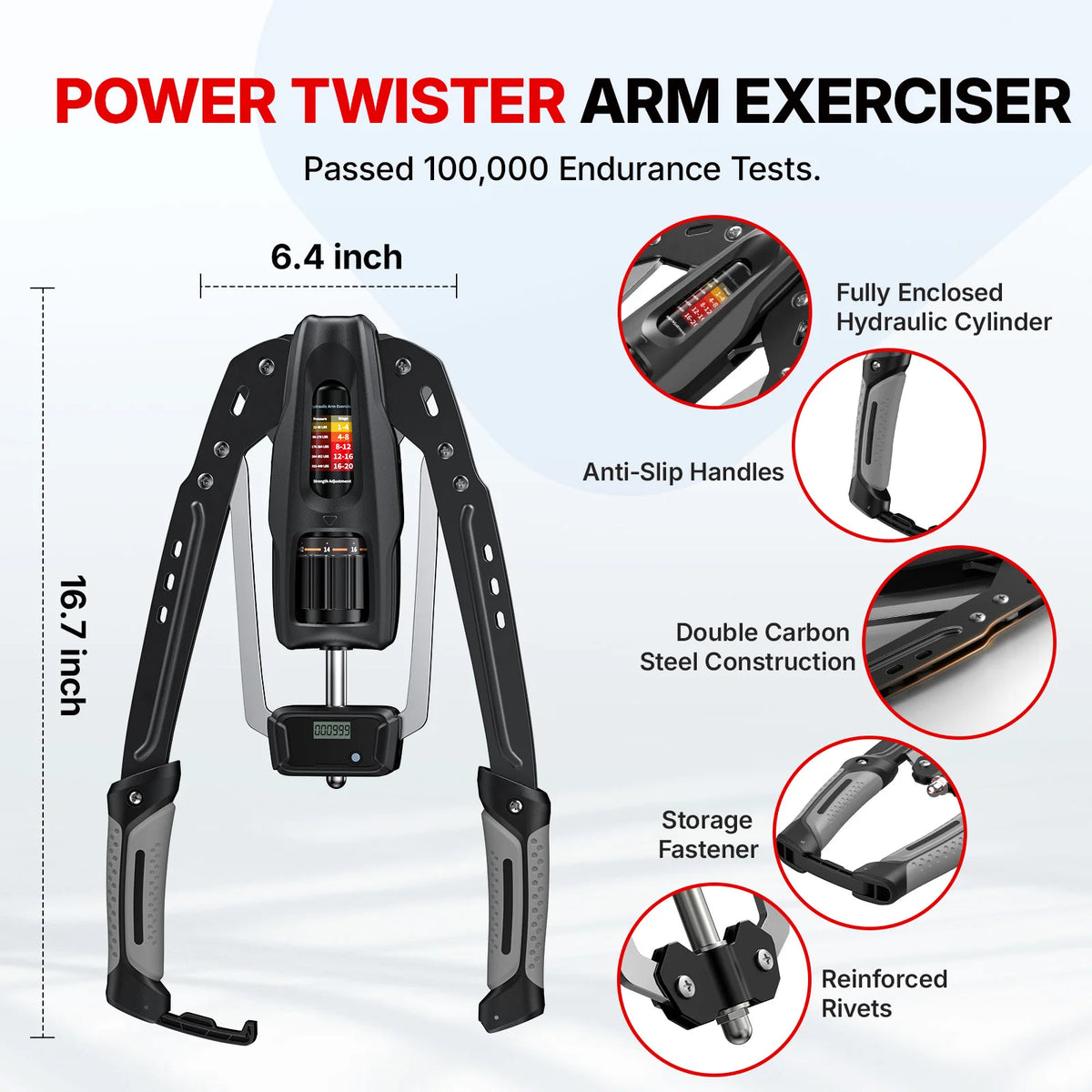 Merach Twister Arm Trainer With Counting 22-440lb Adjustable Hydraulic Cylinder Power Forearm Strengthener Arm Twister Workout Equipment Home Chest Expander Shoulder Muscle Training Fitness Equipment