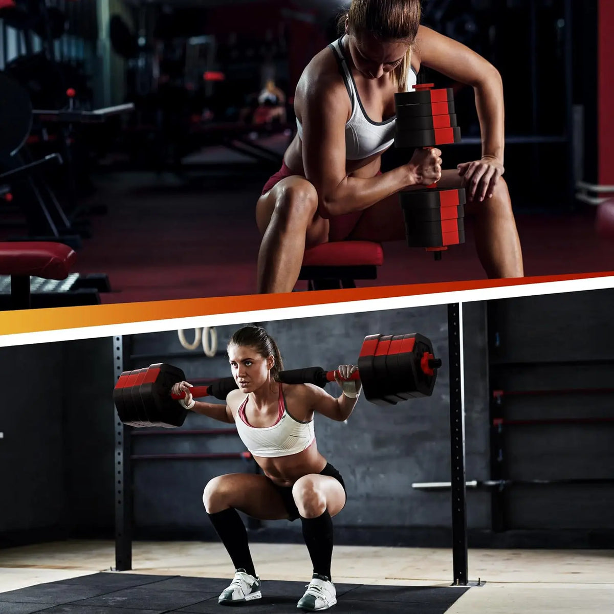 Adjustable Dumbbell Set Convertible Barbell Strength Training Equipment