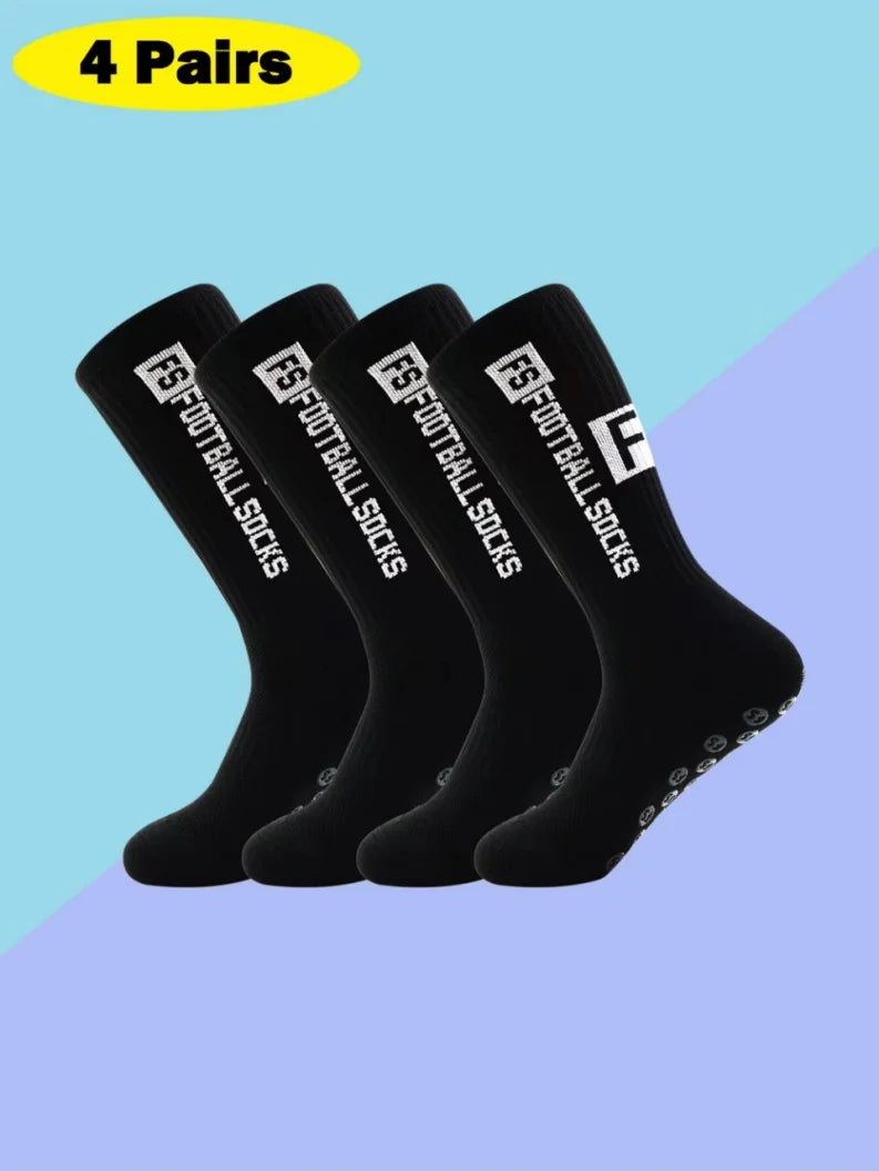 Non-Slip Football Socks 4 Pairs Soft Cushion Soccer Sports Socks for Training Football Matches Best Choice 2026