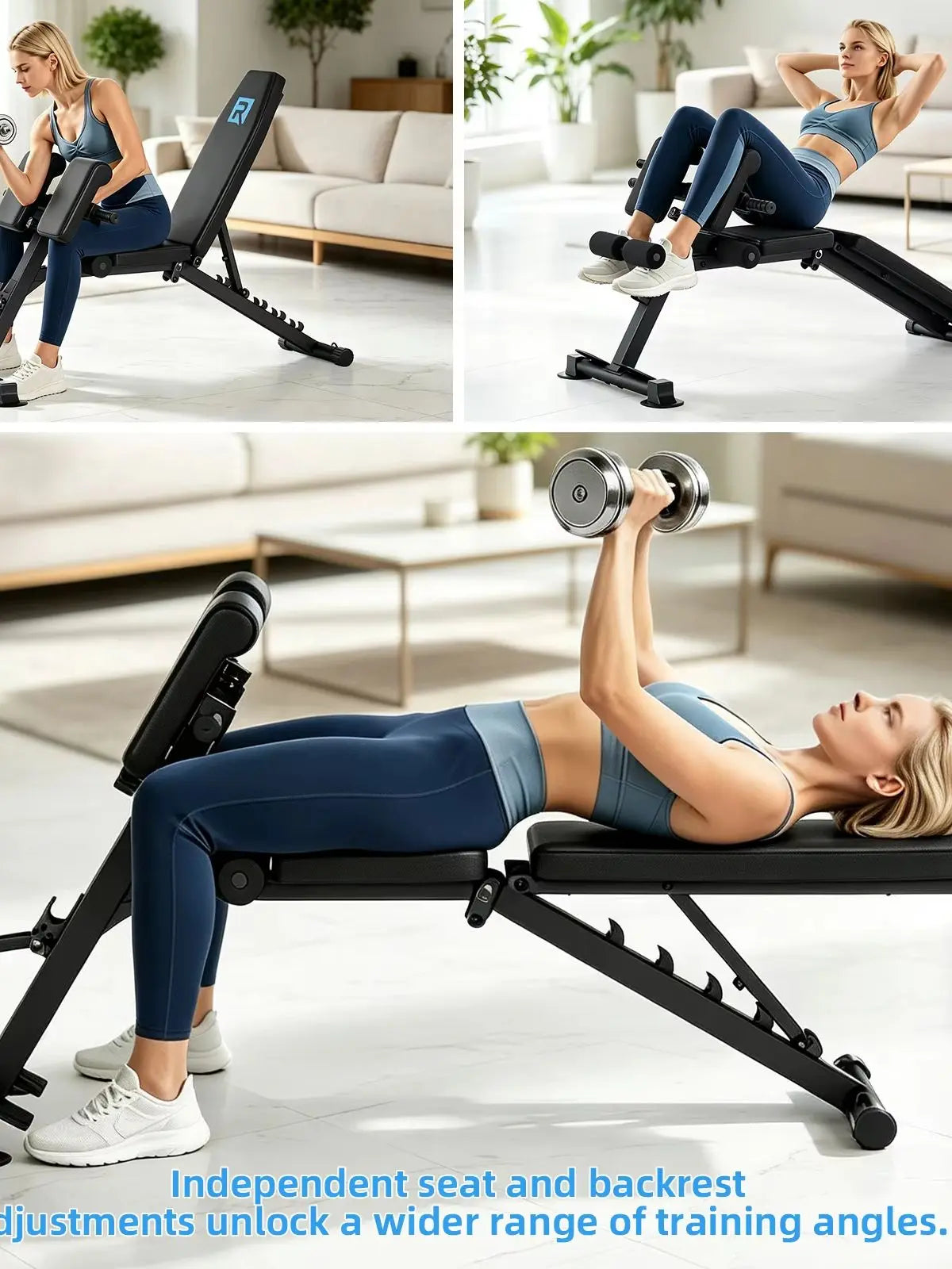 Multifunctional 6-Gear Angle Adjustable Workout Roman Chair, Heavy-Duty Triangle Support Fitness Bench with Pull Rodes for Hyperextension Sit-Up Leg C Full Body Exercise