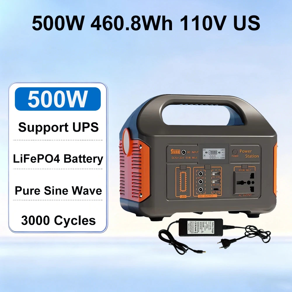 GaiaRay 460.8Wh Portable LiFePO4 Power Station 110V Solar Generator Camping