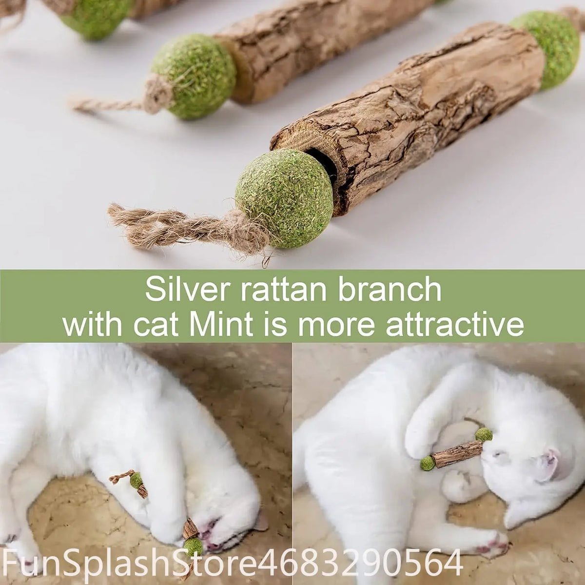 1Pcs Natural Silvervine Matatabi Cat Chew Stick Catnip Molar Tooth Cleaning Stick Kitten Teeth Grinding Oral Care Cat Snack Toy