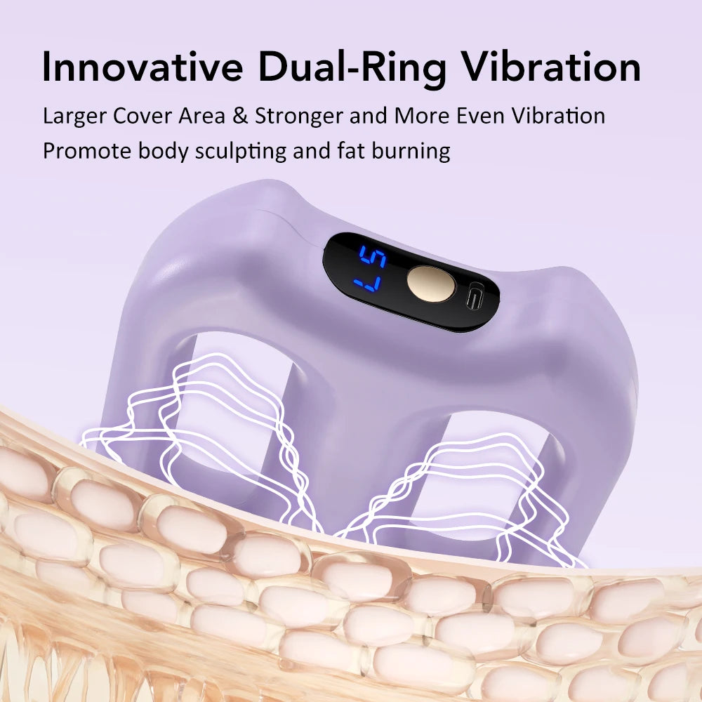 Double Ring Fascia Massager with Dual-Ring Resonance, 5-Speed Vibration and 3 Smart Modes, Hands-Free Wearable Belt for Muscle Recovery, Post-Workout Relaxation, Home Gym Office Travel, USB Rechargeable, Portable Fitness Gift