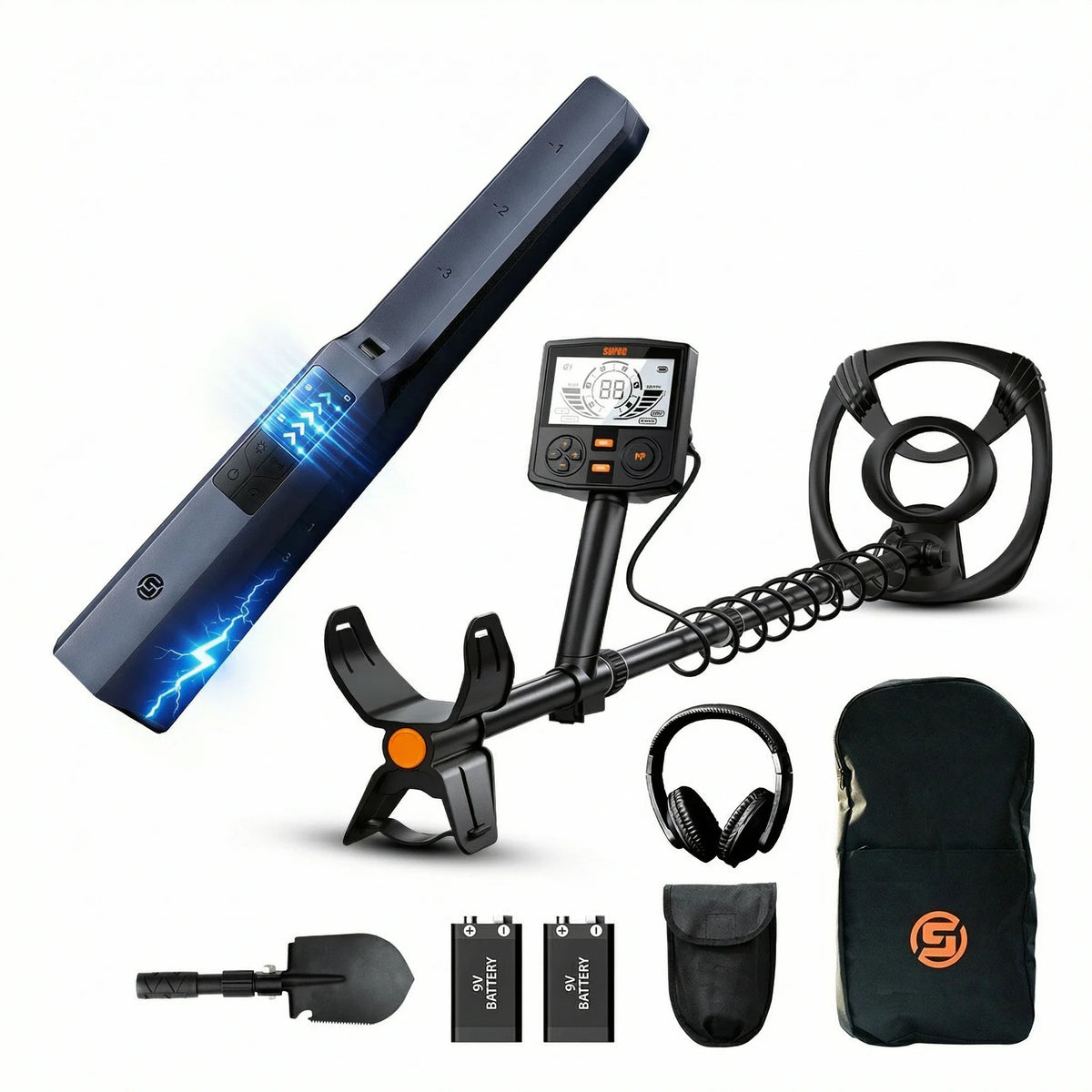 SUNPOW Professional Metal Detector & Gold Detector, Underground Metal Detecting Equipment Kit,10" IP68 Waterproof Coil,5 Modes Dual Backlit LCD,Adjustable for Adults Treasure Hunting Beach River Yard Relic Hunting