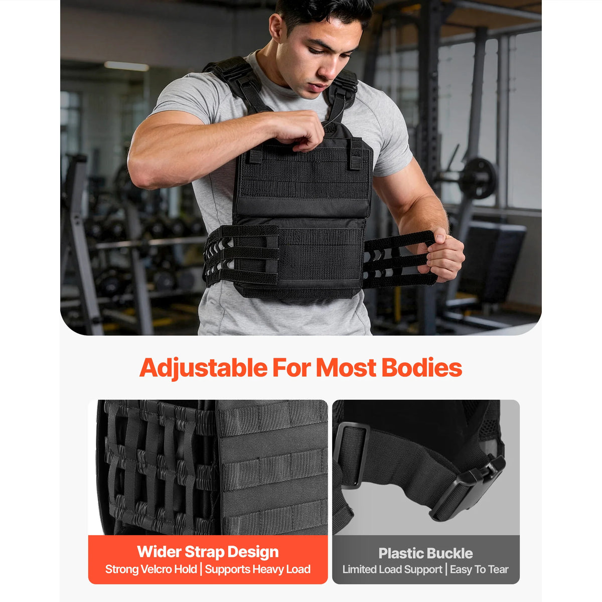 Weighted Body Training Vest With Shoulder Pads And Reflective Stripe