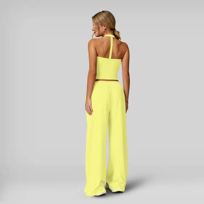 Women 2-Piece Athleisure Set Ice Silk Top And Pants