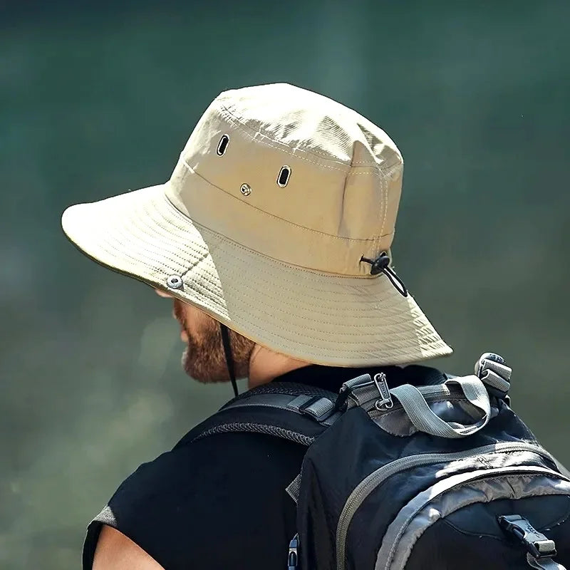 new Men's Wide Brim Sun Hat - Waterproof UV Protection Safari Bucket Hat for Fishing Hiking Climbing Summer Outdoor Oversized