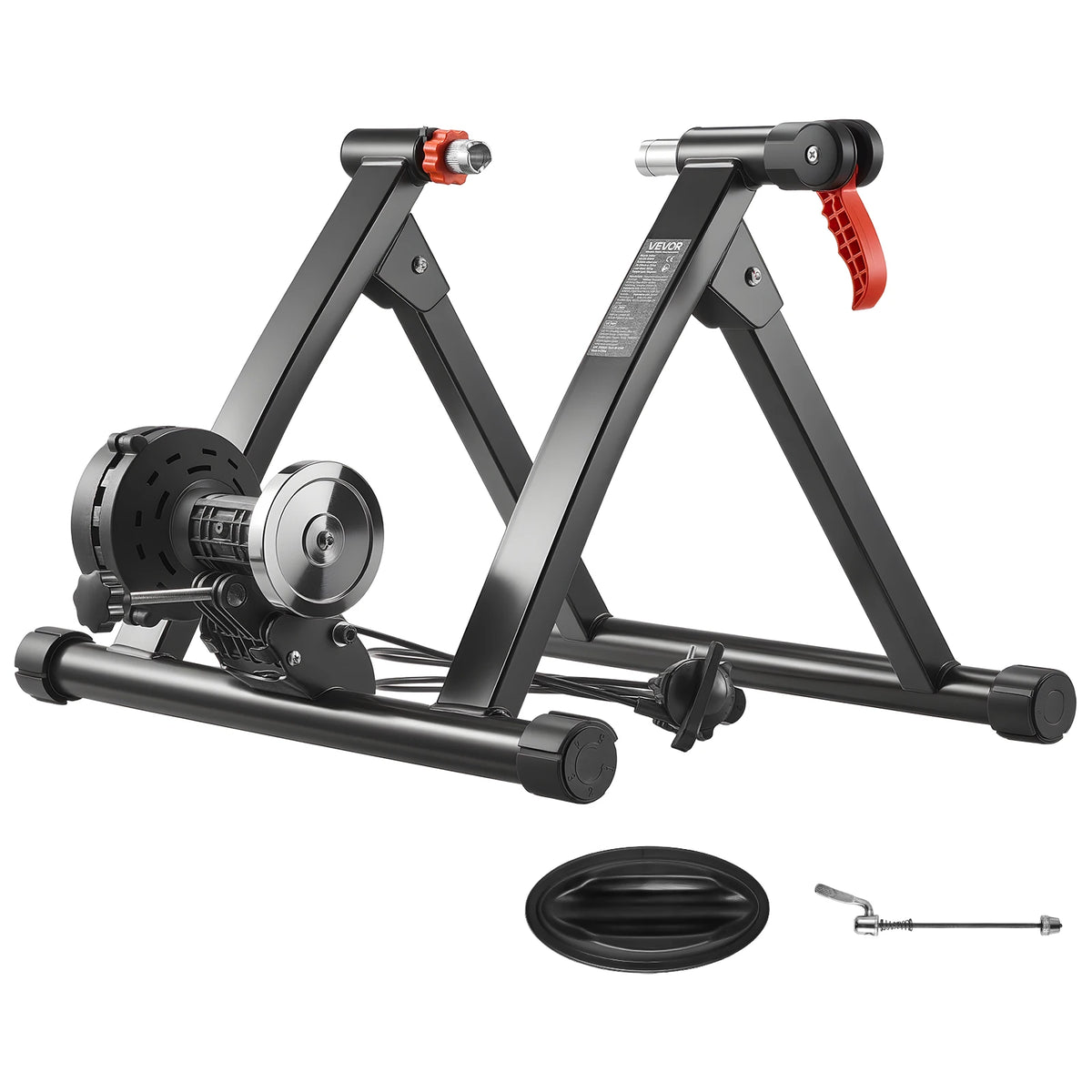 VEVOR Bike Trainer 6 Level Resistance 26-29 inch & 700C Wheels with Release Skewer & Front Wheel Riser Block for Road Bikes