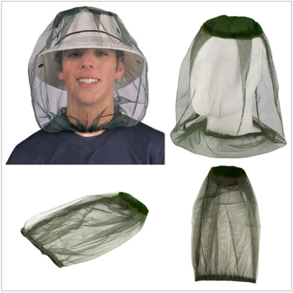 2PC Outdoor Camping and Hiking, Insect and Mosquito Control, Head Protection, Net, Outdoor Fishing, Night Fishing Hat