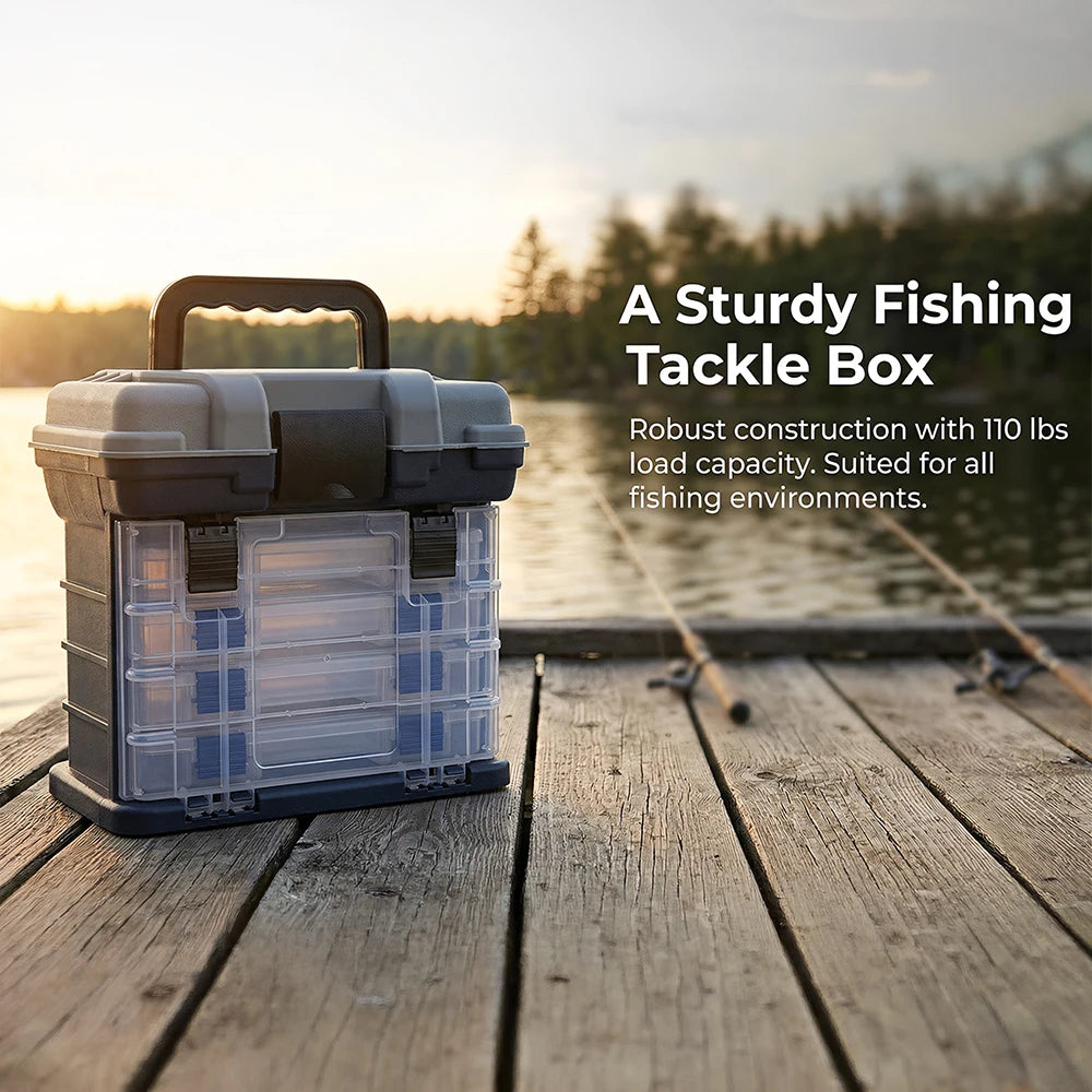 Zoe Fishing Tackle Box Kit with Fishing Pliers 4-Tier Multi-Functional Fishing Handheld Storage Box Adjustable Dividers Portable Fishing Tackle Lure Tool Box Arts Crafts