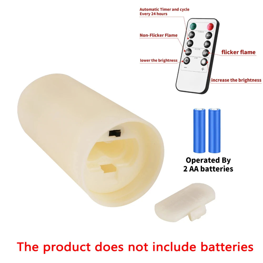 4pcs Pack Flameless LED Candles with Remote Controls and Timers Outdoor Indoor Waterproof Battery Operated for Home/Wedding