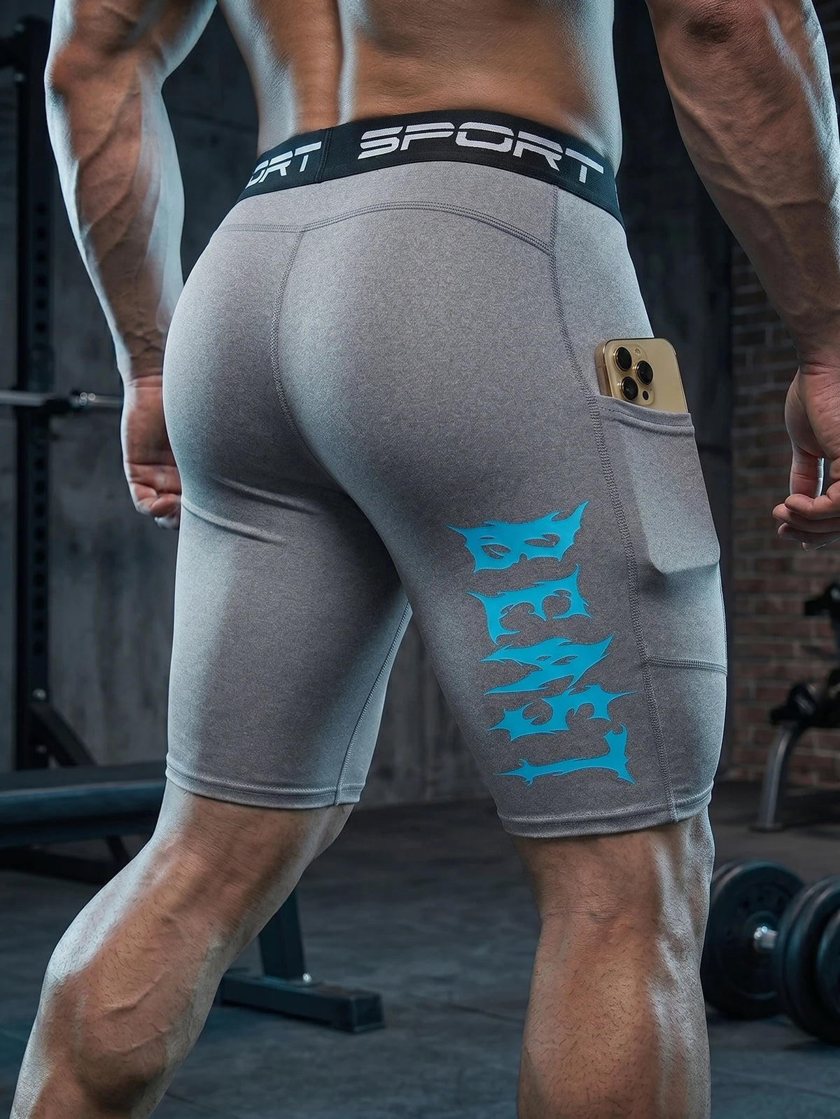 6-Pack Men's Sports Compression Shorts with Phone Pocket—Breathable, Quick-Dry, and Form-Fitting. Ideal for Workouts and Everyday Wear