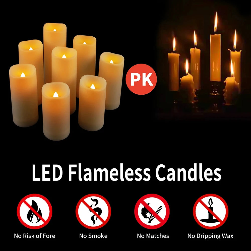 4pcs Pack Flameless LED Candles with Remote Controls and Timers Outdoor Indoor Waterproof Battery Operated for Home/Wedding