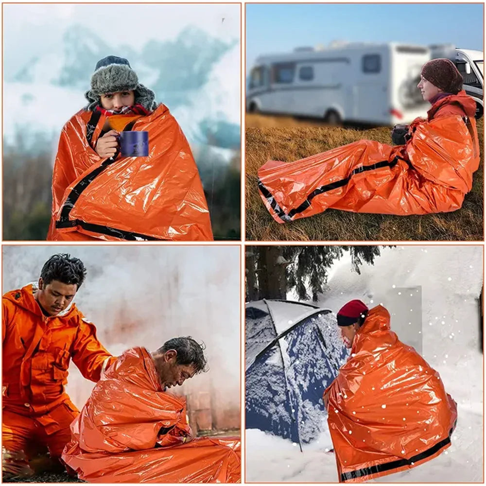 2PCS Emergency Sleeping Bags Thermal Blanket Waterproof Outdoor Survival