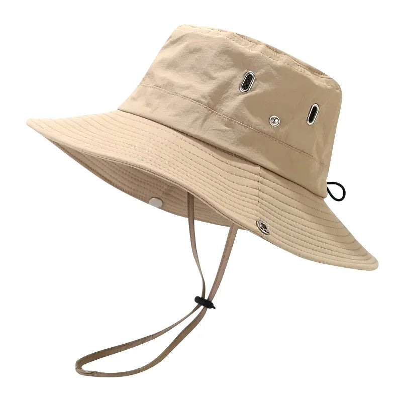 new Men's Wide Brim Sun Hat - Waterproof UV Protection Safari Bucket Hat for Fishing Hiking Climbing Summer Outdoor Oversized