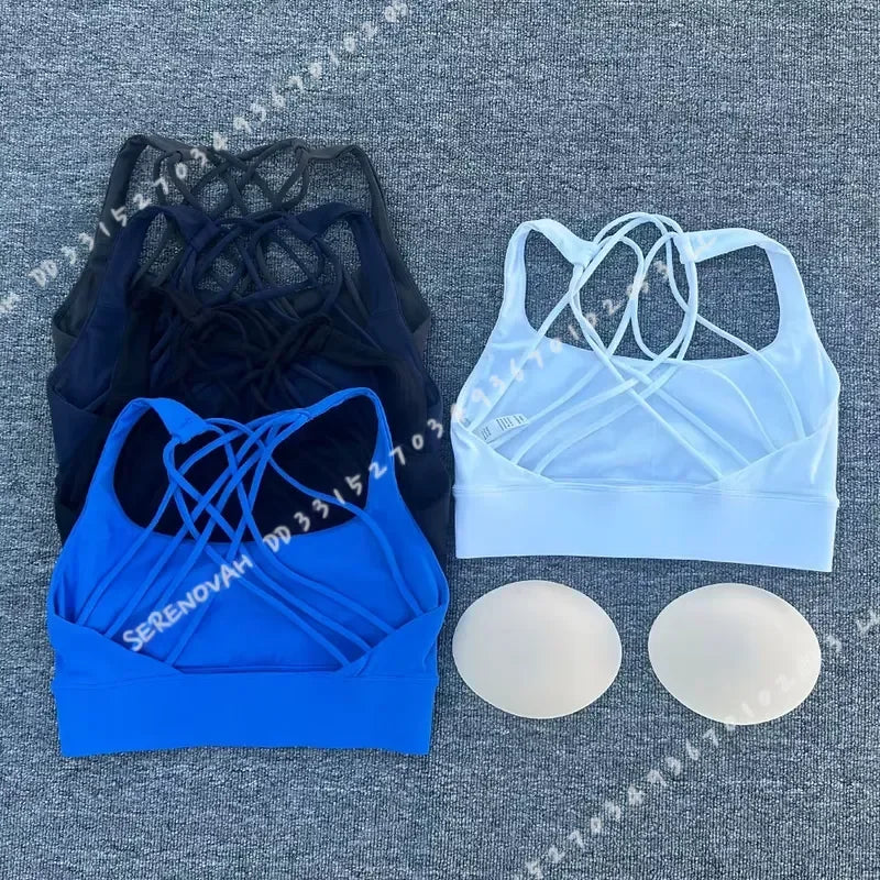 New Women Sports Bra Push Up Cross Back Shockproof Running Gym Training Workout Yoga Underwear Crop Tops