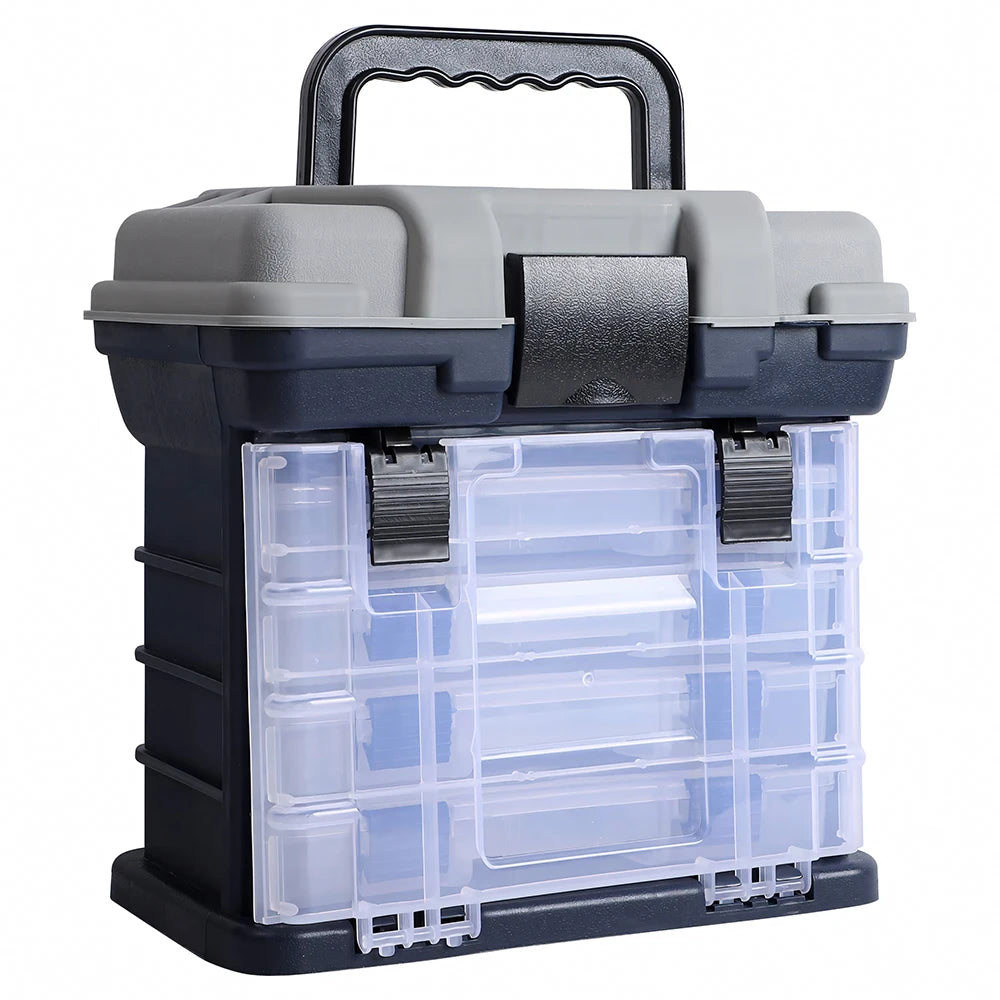 Zoe Fishing Tackle Box Kit with Fishing Pliers 4-Tier Multi-Functional Fishing Handheld Storage Box Adjustable Dividers Portable Fishing Tackle Lure Tool Box Arts Crafts