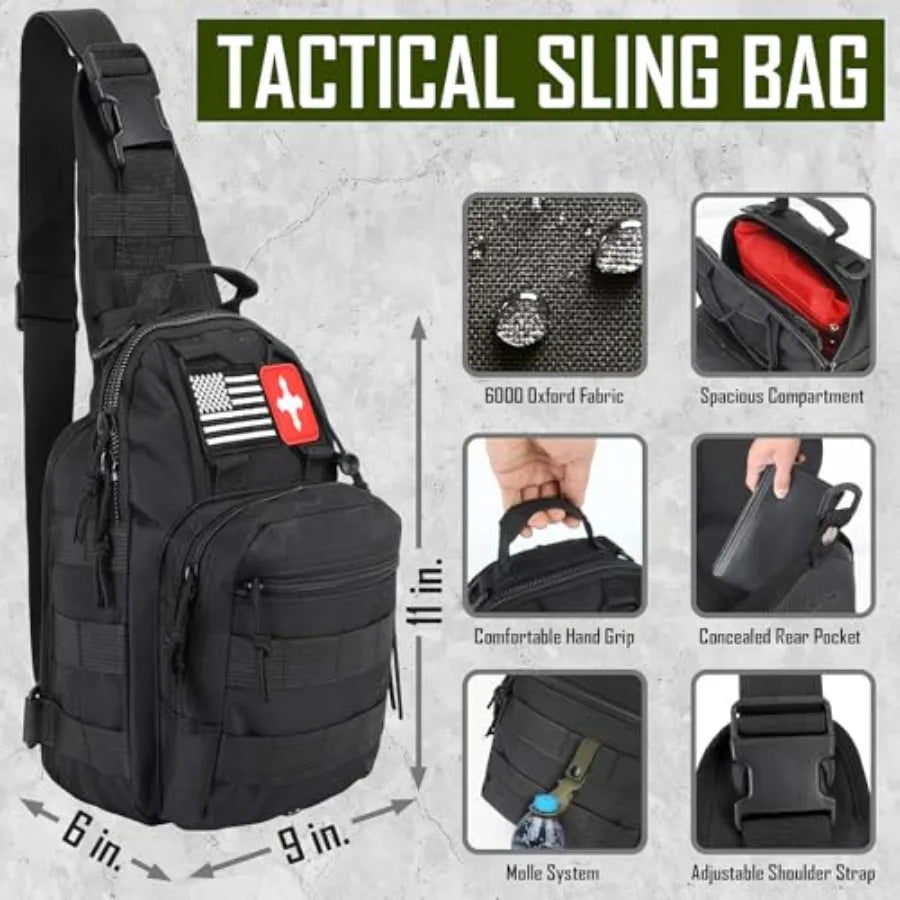 Survival Kit 268 Pcs Emergency Survival Gear and Equipment Supplies with First Aid Kit Camping Axe Headlamp Crossbody Bag for C