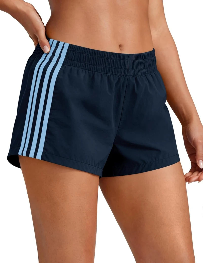 Women's Sweat Track Shorts With Side Stripes For Gym Athleisure