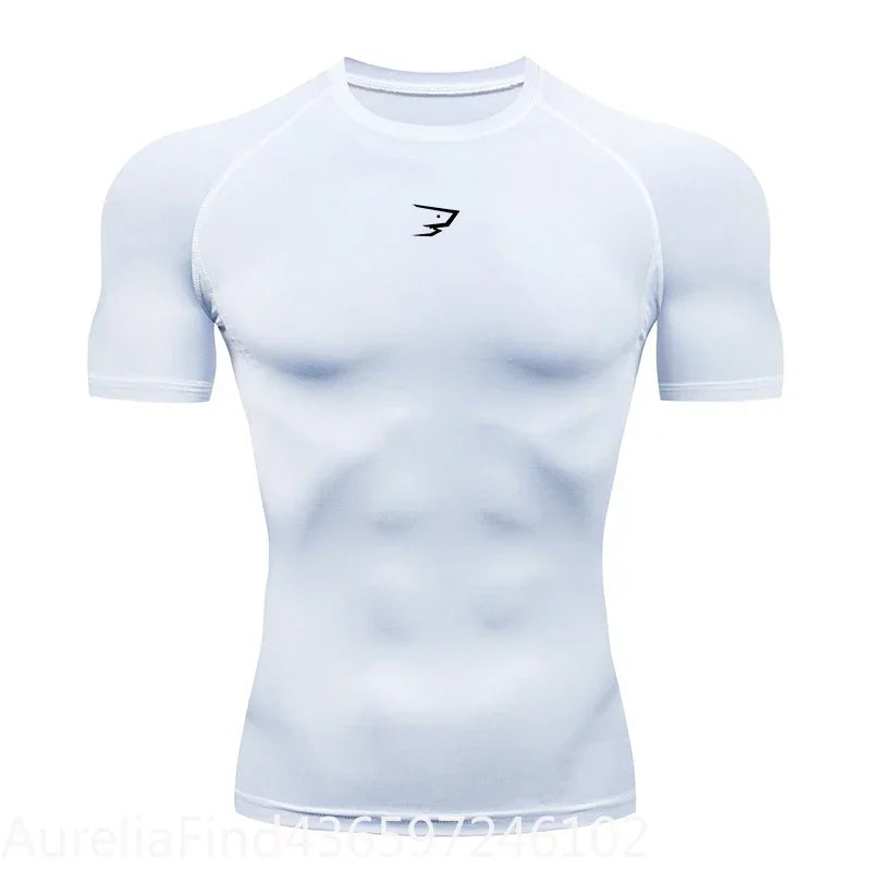 Men Short Sleeve Compression T-Shirt Running Gym Fitness Sport Tees Male Jogging Athletic Sport Tops