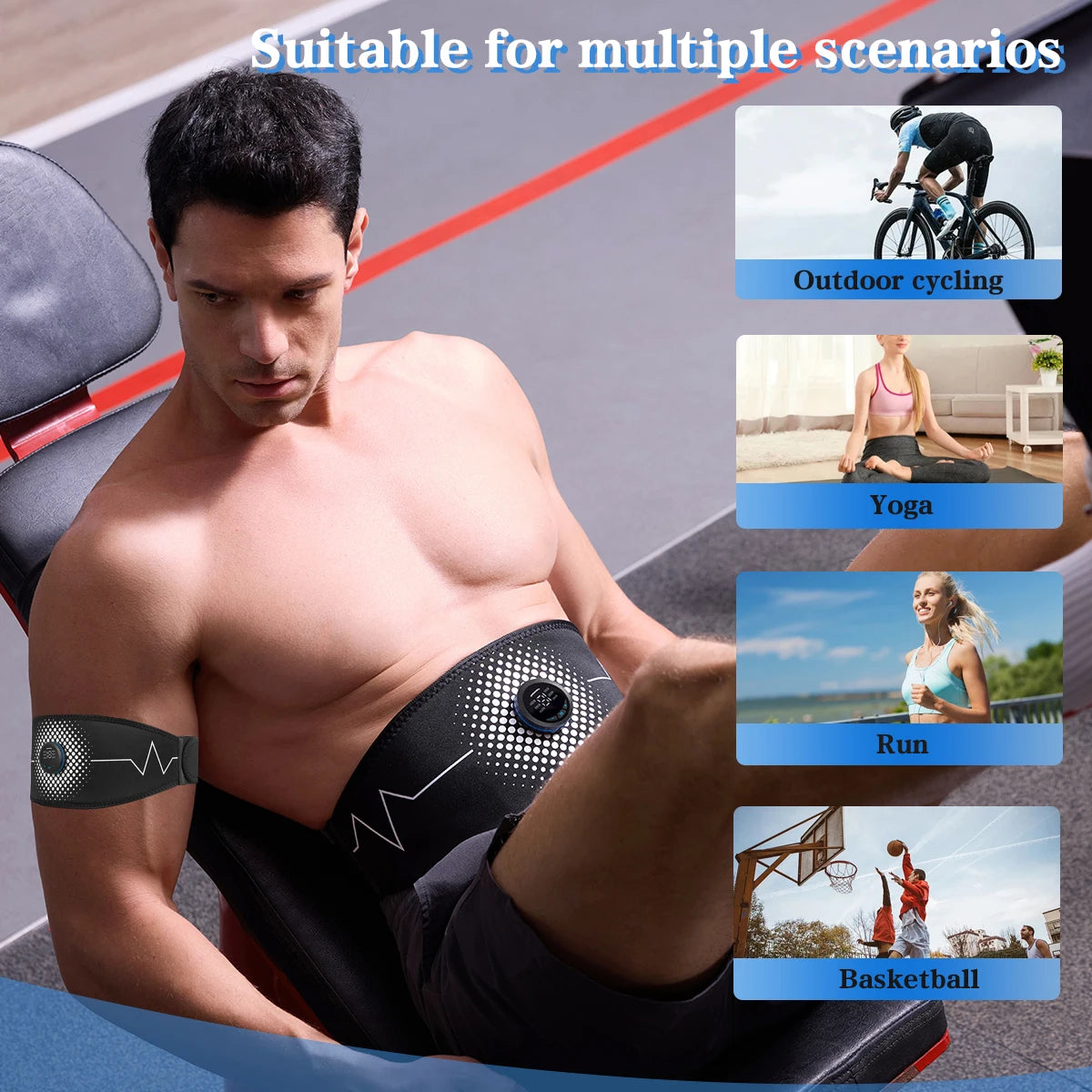 Rechargeable EMS Muscle Stimulator Belt - 6 Modes 18 Intensity Levels ABS Fitness Massage Training Belt for Muscle Relaxation And Strengthening