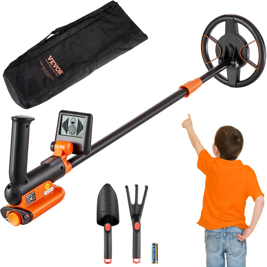 VEVOR Metal Detector for Kids 6Inch 25''-37''Adjustable Length IP68 Waterproof Search Coil with LCD for Detecting Gold