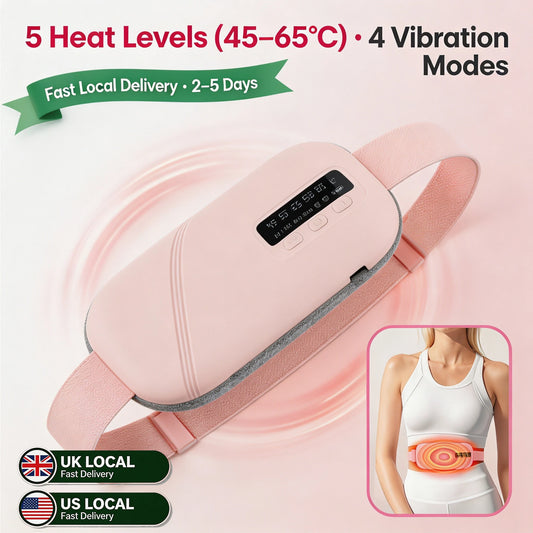 Heating Pad for Women, Vibrating Massager Belt with 5 Heat 45-65℃ & 4 Modes, Cordless Period Warm Compress, Abdominal Wrap