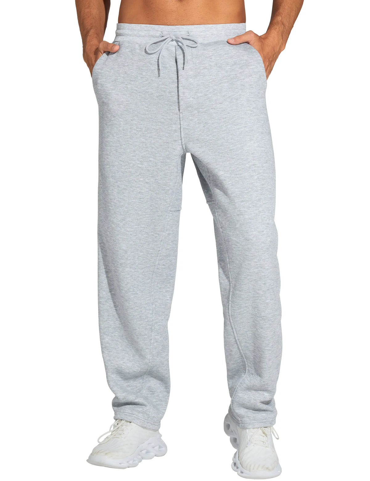 THE GYM PEOPLE Men's Baggy Sweatpants Fleece Drawstring Straight Leg Open Bottom Workout Pants with Pockets