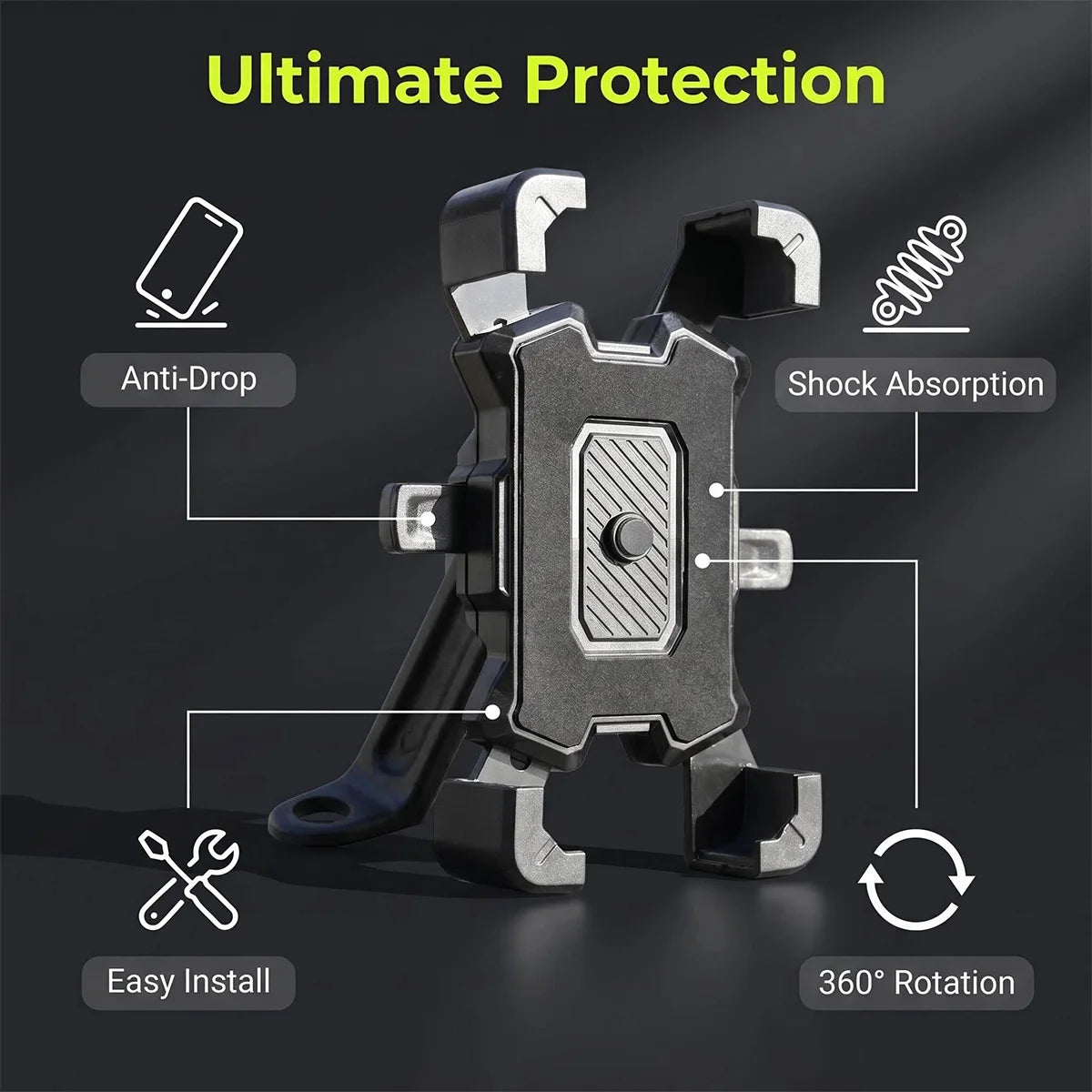 Bike Phone Holder 360° Rotatable Universal Bicycle Motorcycle Phone Holder Stand Shockproof Bracket GPS Clip For iPhone Samsung