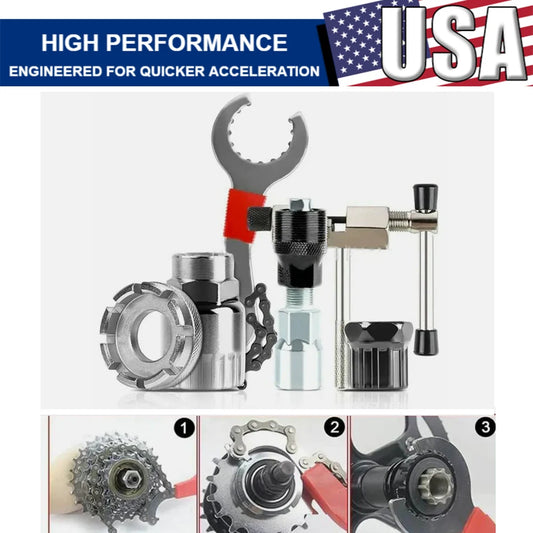 6 Pcs Bicycle Repairing Tools Cassette Removal Tool Bike Sprocket Removal Repair Tool Chain Breaker Crank Extractor Spoke Wrench