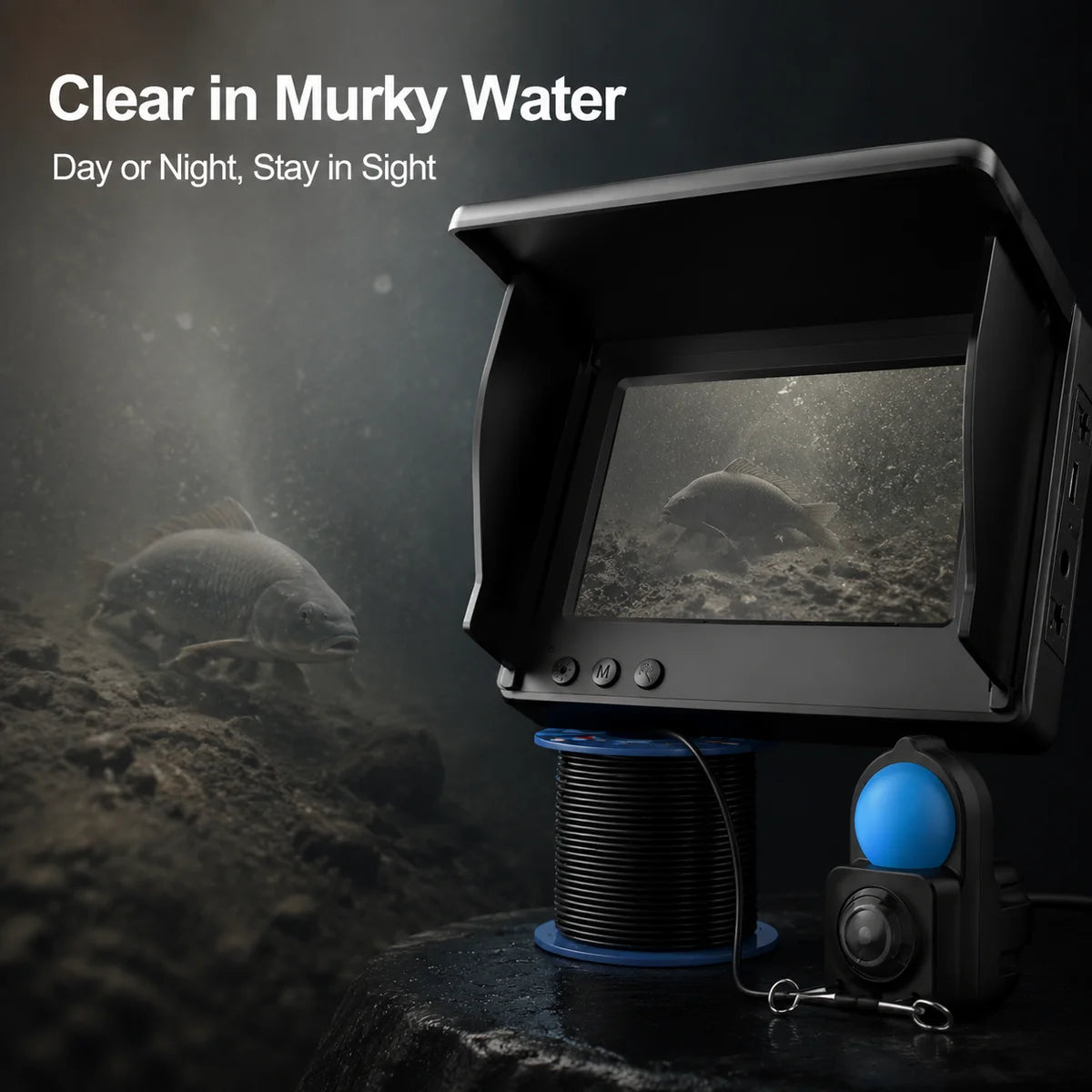 Underwater Fishing Camera With Monitor Portable Fish Finder With Night Vision & Depth Finder HD Ice Lake Sea Boat Fishing Sonar Camera For Anglers Men