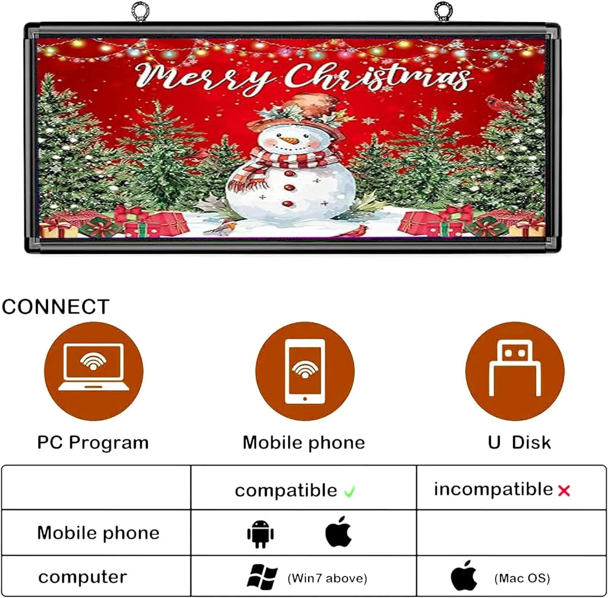 P6 Outdoor LED Sign Full Color 40'' X 18'' WiFi Scrolling LED Display With High Resolution High Brightness Programmable LED Sign