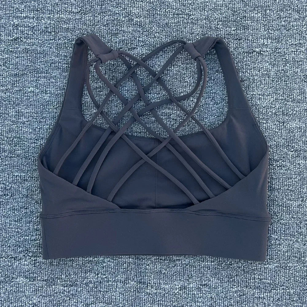 New Women Sports Bra Push Up Cross Back Shockproof Running Gym Training Workout Yoga Underwear Crop Tops