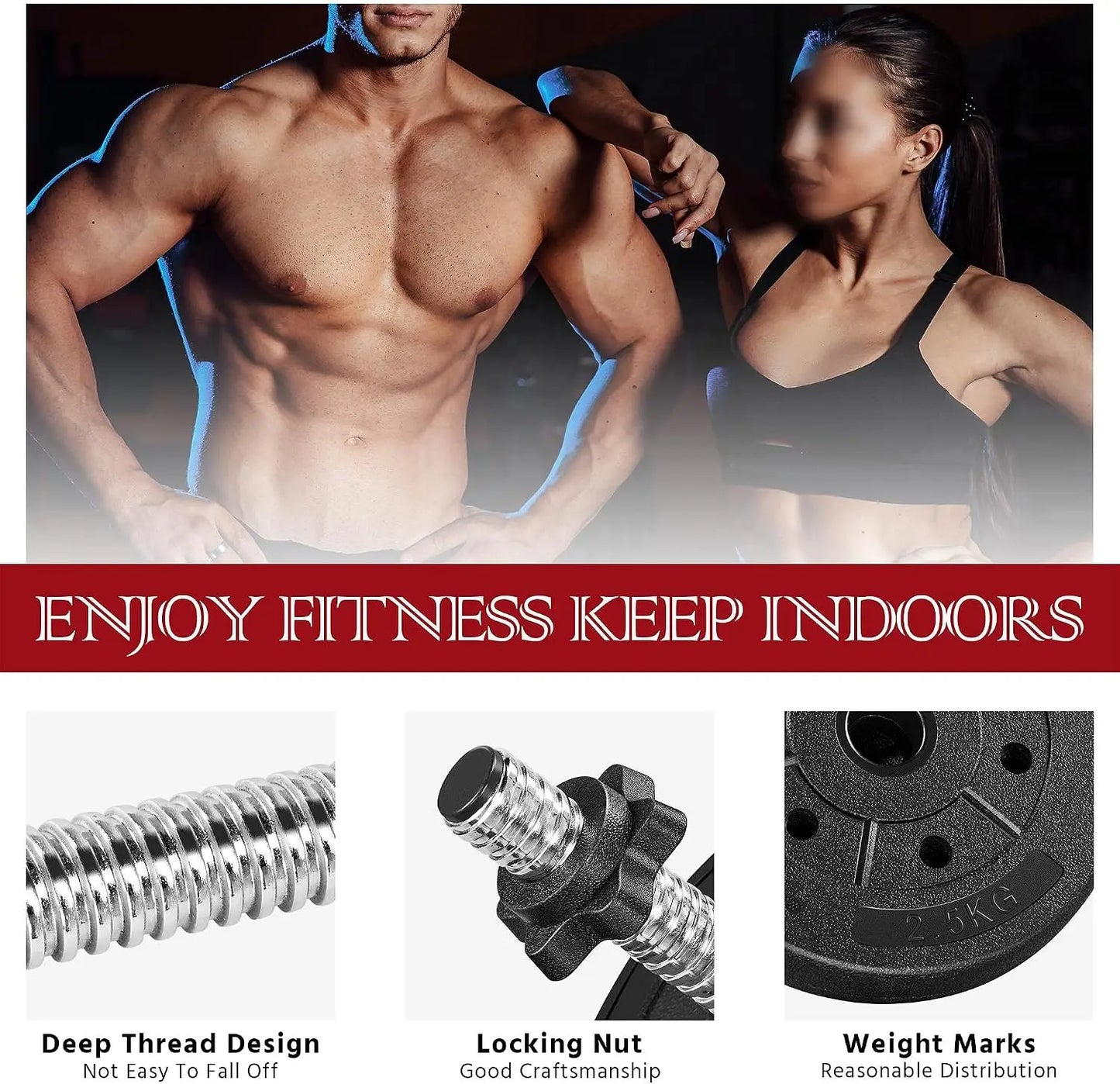 Adjustable Dumbbell Set Free Weights for Home Gym Women Men Changeable Fitness Equipment