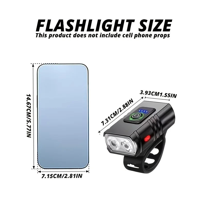 One Pair Of High-brightness Bike Lights with 6 Adjustable Lighting Modes, USB Rechargeable. Ideal for Night Cycling, Hiking, Camping And Work Lighting, Fits Most Bicycles. Perfect Gift for Boyfriend And Family.